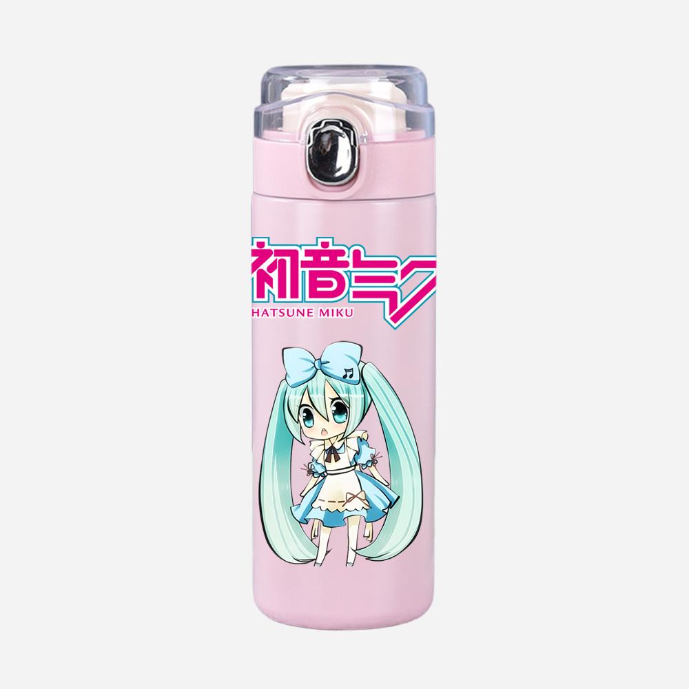 Tazza Termica Stampata Anime Hatsune Miku Portatile Acciaio Inossidabile 400ml Borraccia Anti-perdita Tazza da Campeggio Regalo