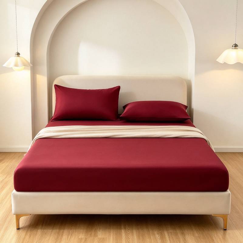Polyester Fitted Sheet 30cm Deep And Solid Color With Breathable Fabric For Bedroom Use