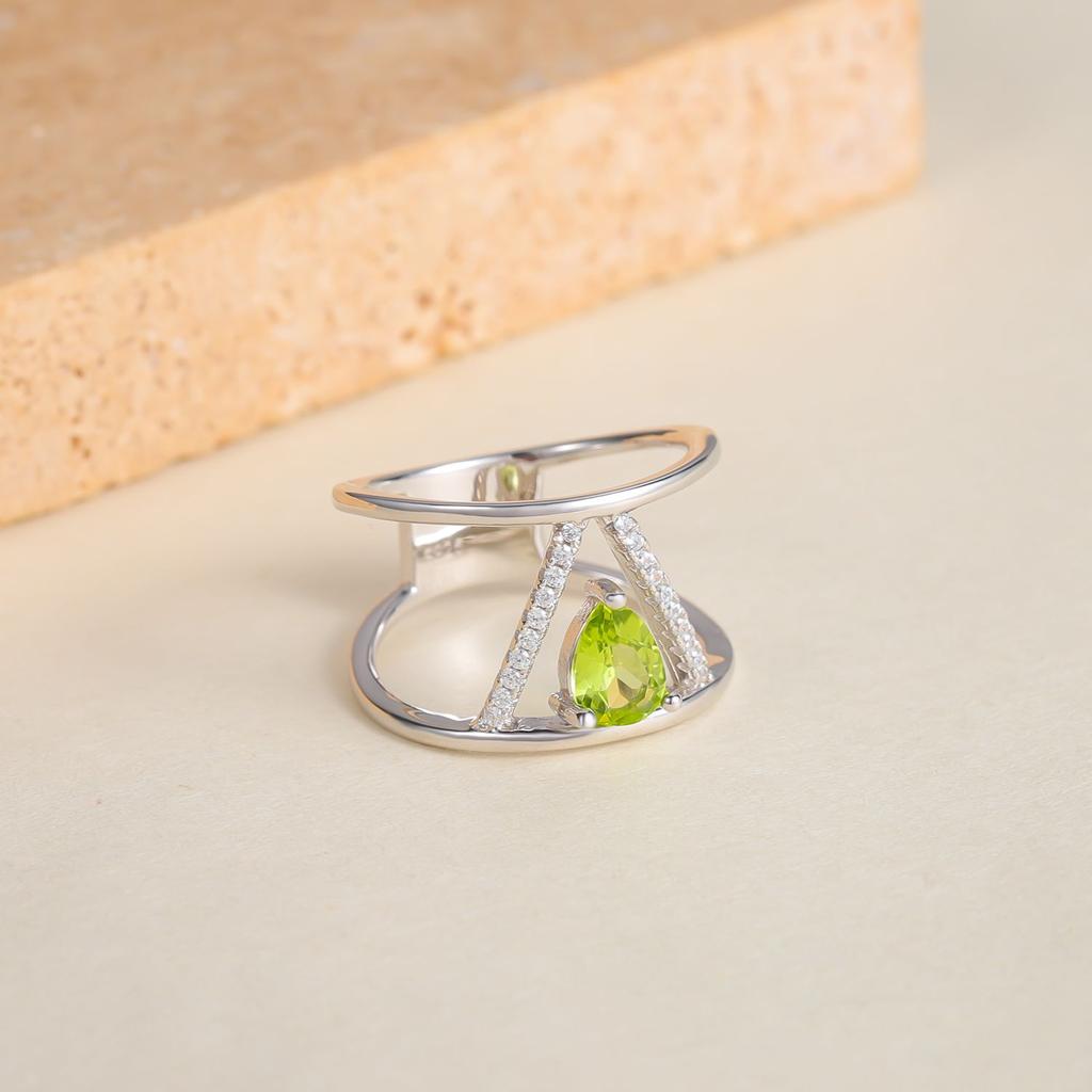 Piccolo anello fresco in stile ins di grande impatto visivo in zaffiro naturale color argento sterling S925 anello aperto nuovo stile che non sbiadisce