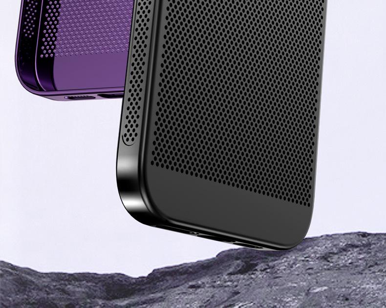 Electroplated Heat Dissipation Phone Case for iPhone 14 Pro Max and 13 with Lens Protection (16 Grid)