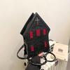 Gothic Castle Shoulder Bag 3D House Shape Messenger Bag Creative Design Halloween Essential Handbag Fashion Print Unique Women