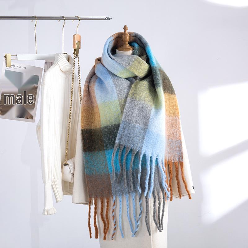 Women's European and American Style Long Fringe Mohair Scarf - Warm Autumn/Winter Shawl & Neck Warmer