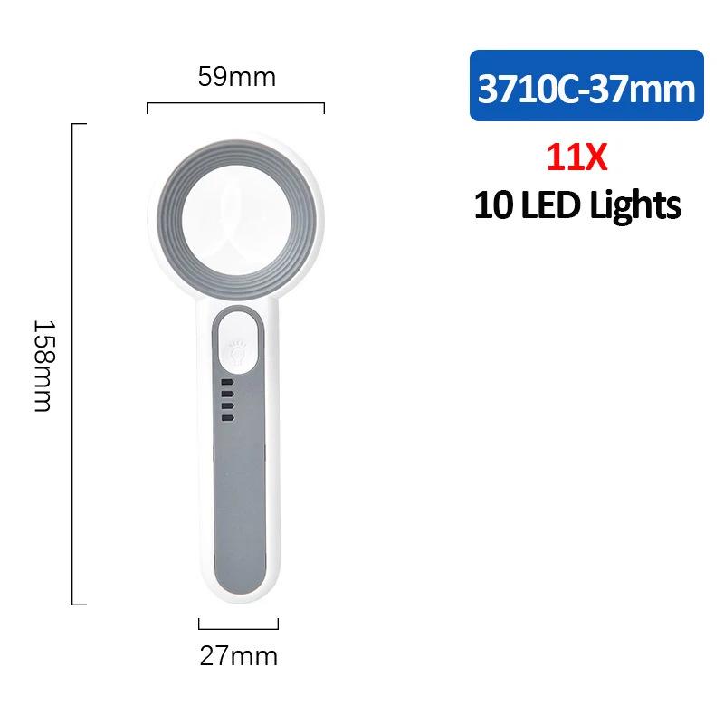Sank Adjustable Lighted Magnifying Glass - High Magnification, Hardened Lens, Touch Switch, 5 Sizes