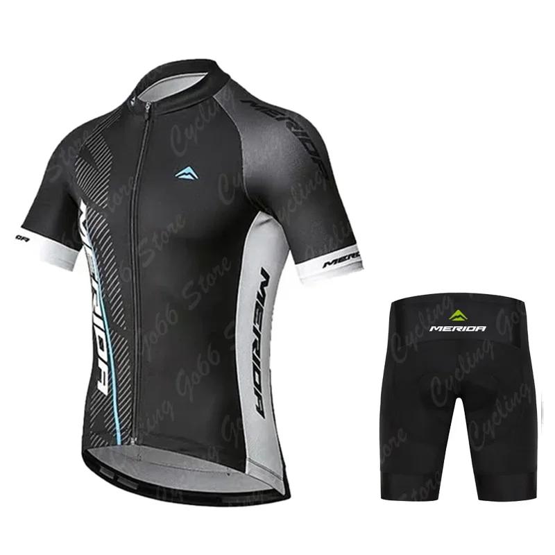 2026 Conjunto de Maillot de Ciclismo Merida Verano Manga Corta Transpirable Ropa de Ciclismo MTB para Hombre Maillot Ropa Ciclismo Uniforme Traje