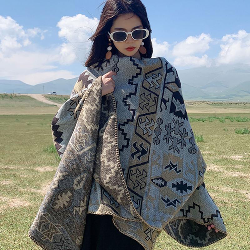 Women Shawl Wraps MODERN NEW SAGA Wool Scarf Knitted Cardigan Wool Stoles Autumn Winter Female Shawls Knit Tippet
