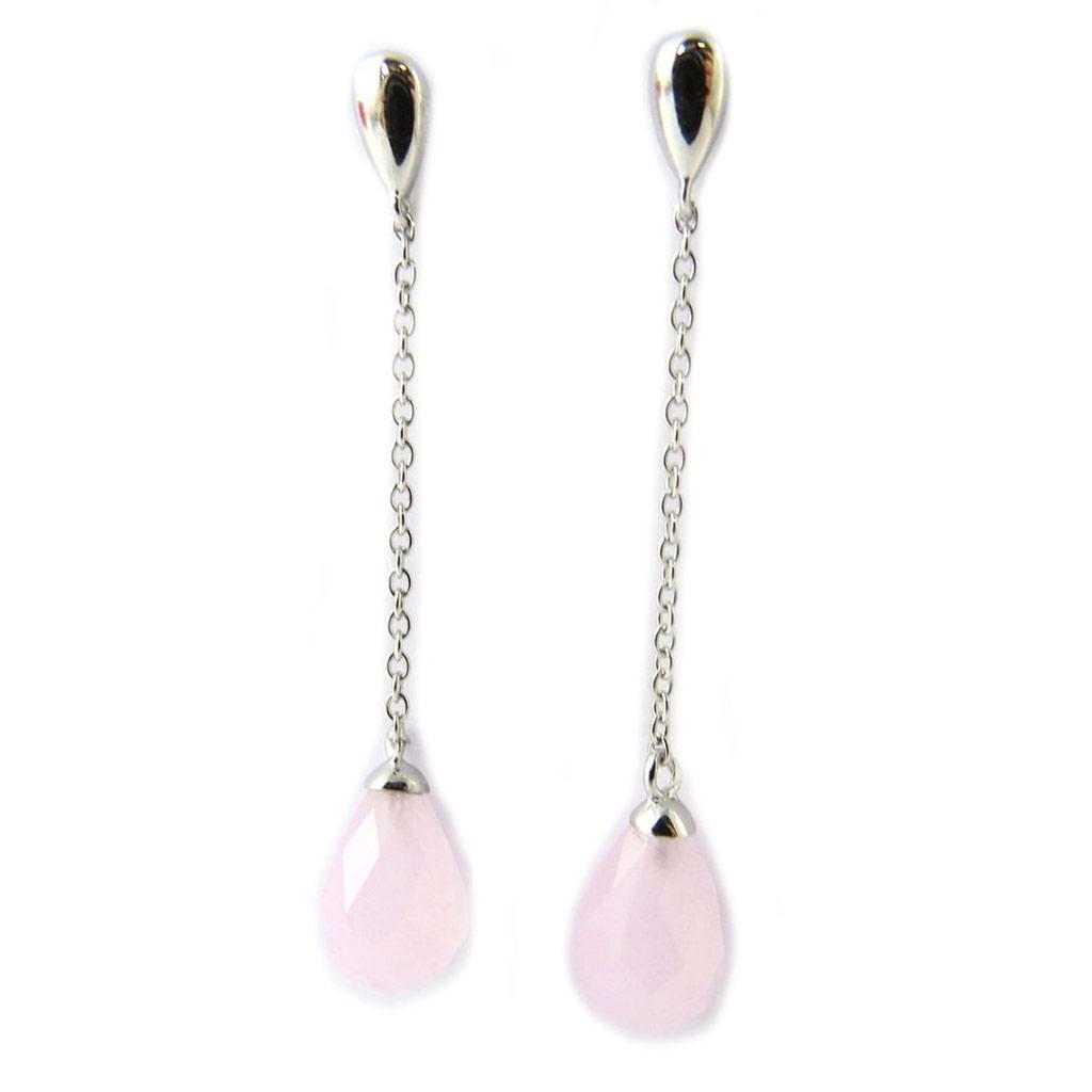 Les Trésors De Lily [N6888] - Pink 'Linda' Silver Earrings (rhodium-plated) - 44x8 Mm