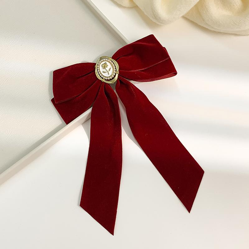 Vintage French Ribbon Hair Clips Bow Elegant Velvet Hairpin Women    Head Back Spring Clip Fashion Girls Hair Accessories