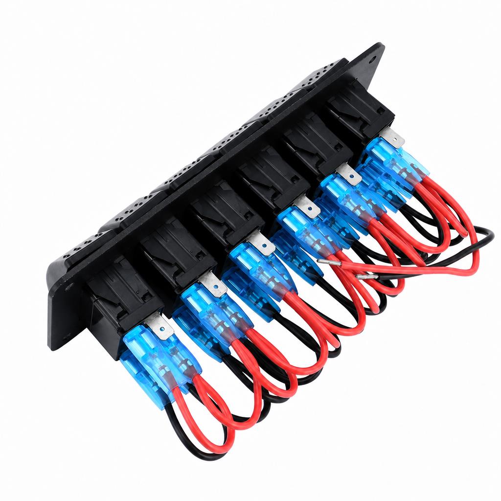 3-8 Gang Rocker Switch Panel 12V/24V Car Boat Dash Toggle Box 5-Pin Blue LED Control Dashboard Accessory Kit Auto Switches