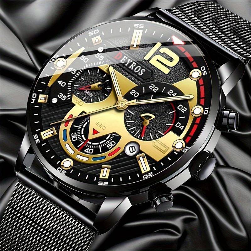 Business Men's Calendar Quartz Wristwatches Fashion Mens Mesh Strap Watch,ideal Choice for Gifts To Men