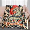 1PC Custom Name Dragon Flowers Tattoo flannel blanket versatile,all-season throw suitable for the living room,bedroom,camping,travel,and gift