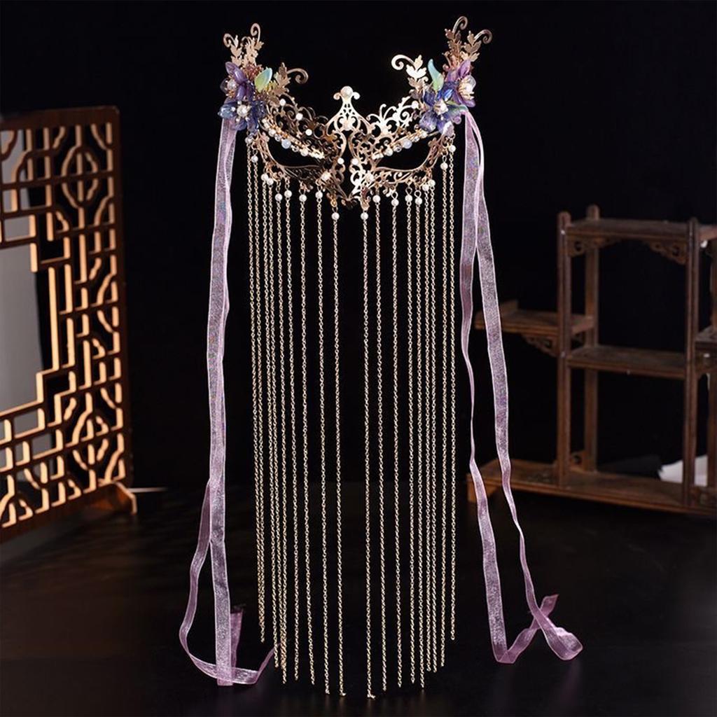 Hanfu Clothing Hanging Face Veil Luxurious Ethnic Style Beauty Face Jewelry for Women Girls Hair Accessories