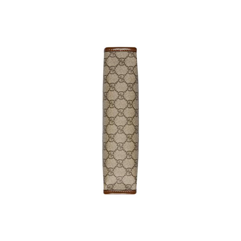 Gucci Presbyopic all-over zipper closure, canvas and leather piping, clutch cosmetic bag, regular men's ebony color