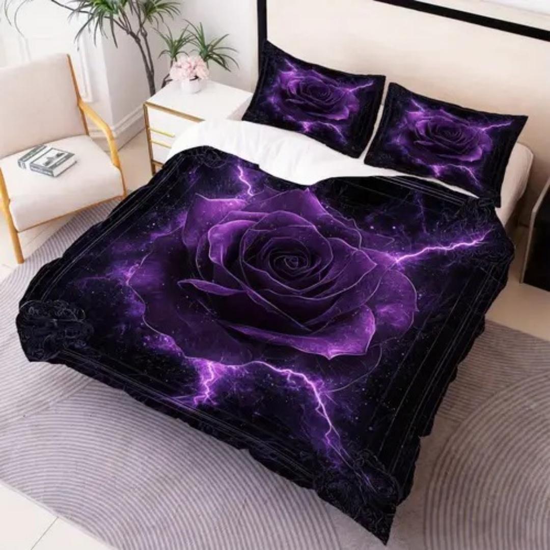 

Purple Fantasy Forest Duvet Cover Set King Size Digital Printing Four Seasons Bedding Soft Skin-Friendly Room Decoration 3 Pcs EU Single(135x200cm)