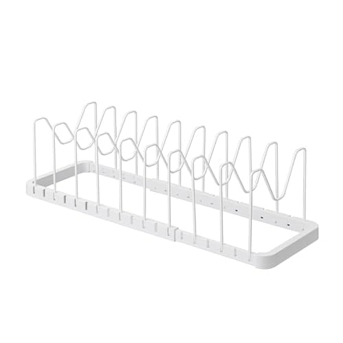 Yamazaki Tower Under-Sink Extendable Pot Lid & Frying Pan Stand, White, Approx. W45-82 x D20 x H17.5cm, Model 3840