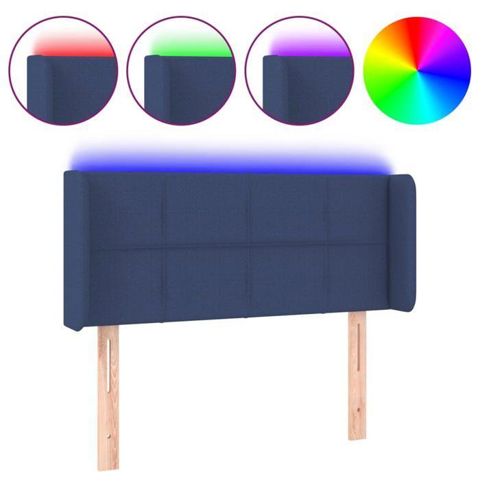 VidaXL Tête de Lit à LED Meuble de Chambre à Coucher Accessoire de Lit Simple Tête de Cadre de Lit Intérieur Bleu 3123224