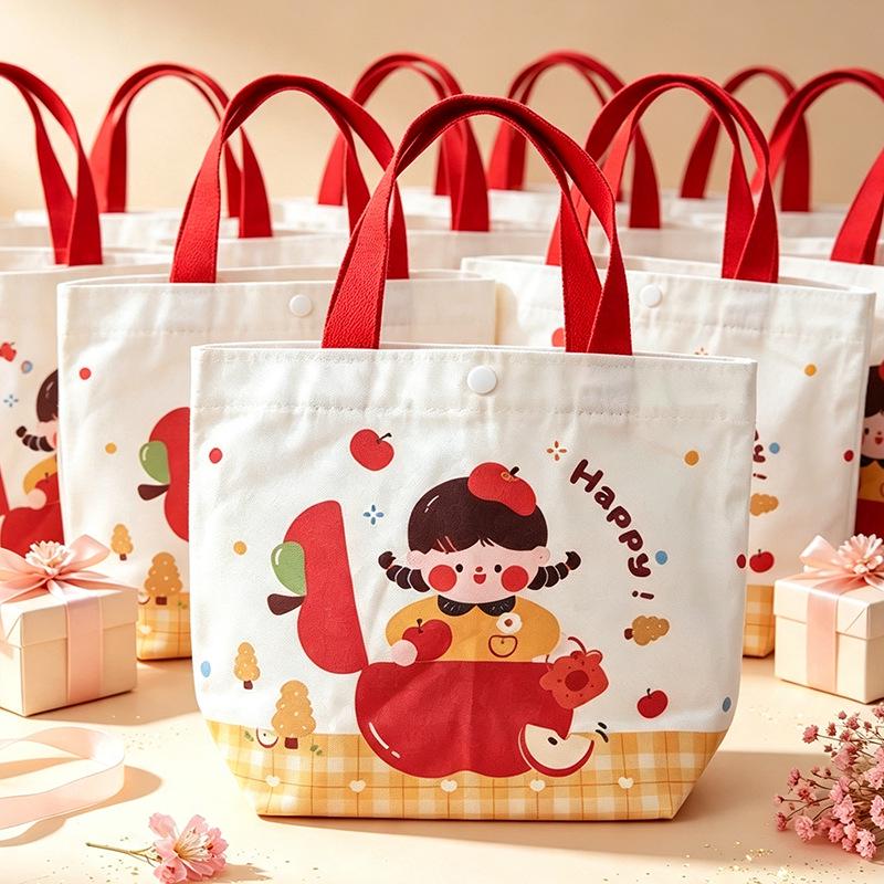 Cartoon Canvas Gift Bag for Birthdays, Festivals, Souvenirs, and Outings – Eco-friendly & Durable