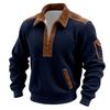 Men's Solid Color Corduroy Zipper Neck Long Sleeve Top Men's Casual Lapel Top