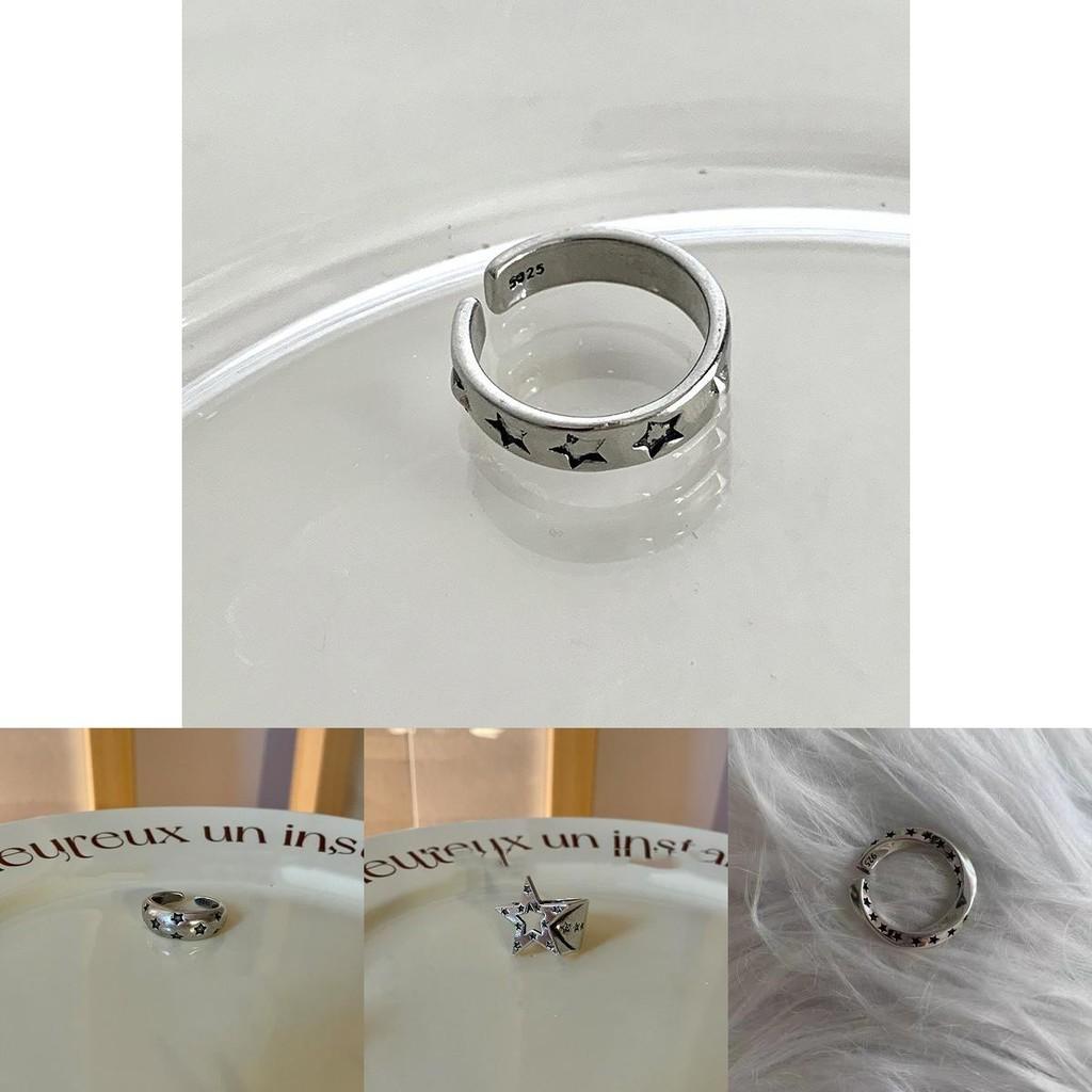 Retro Inspired Adjustable Star Design Ring In Unique Antique Shade Silver