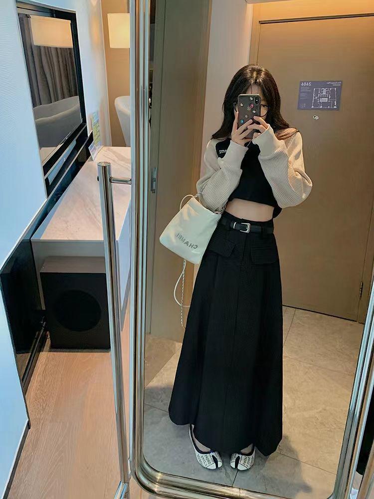 Gray Pleated High-Waist A-line Slimming Skirt for Women – Spring/Summer 2026 Collection