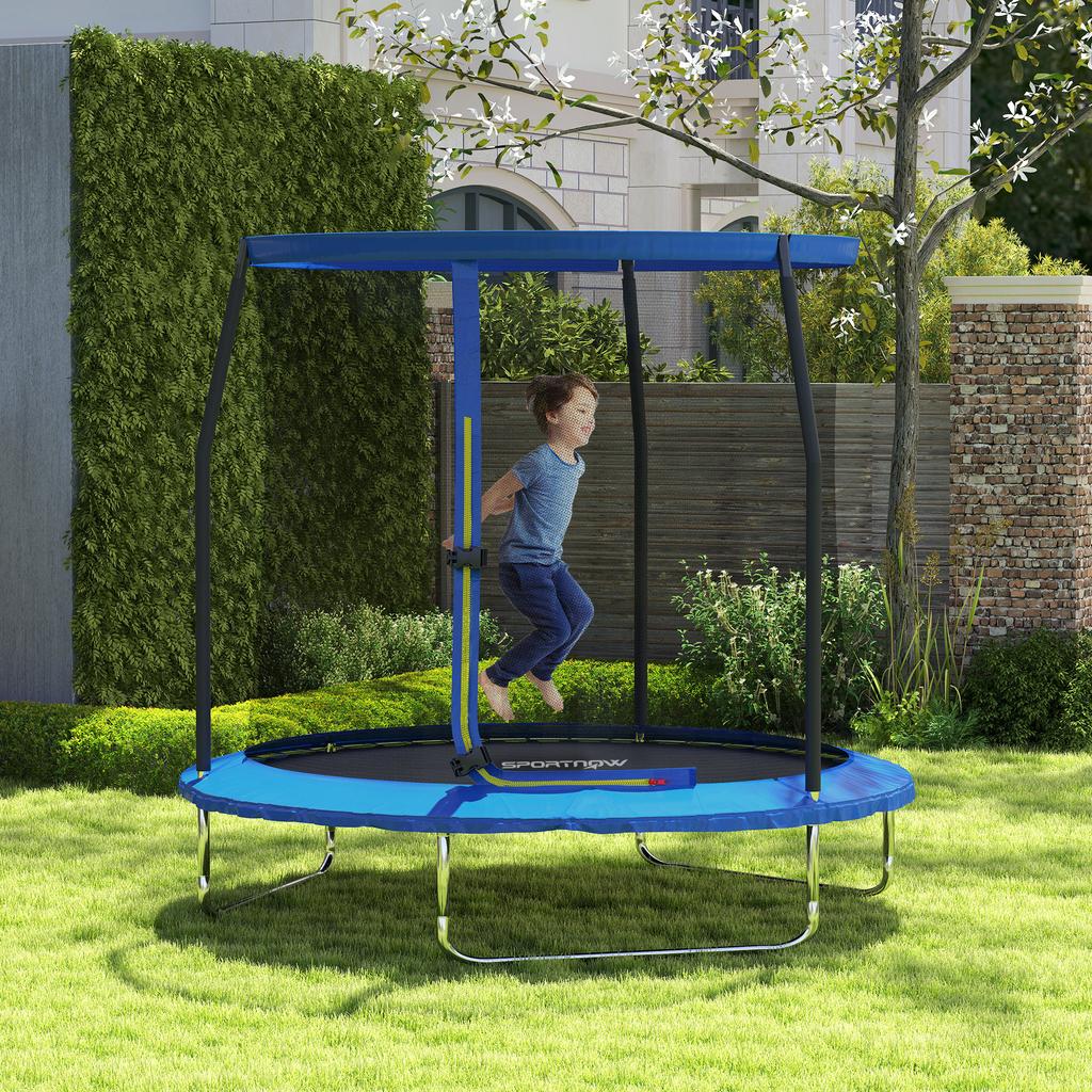 8ft Trampoline with Safety Enclosure Net, Steel Frame Outdoor Trampoline, with Edge, Safety Cover
