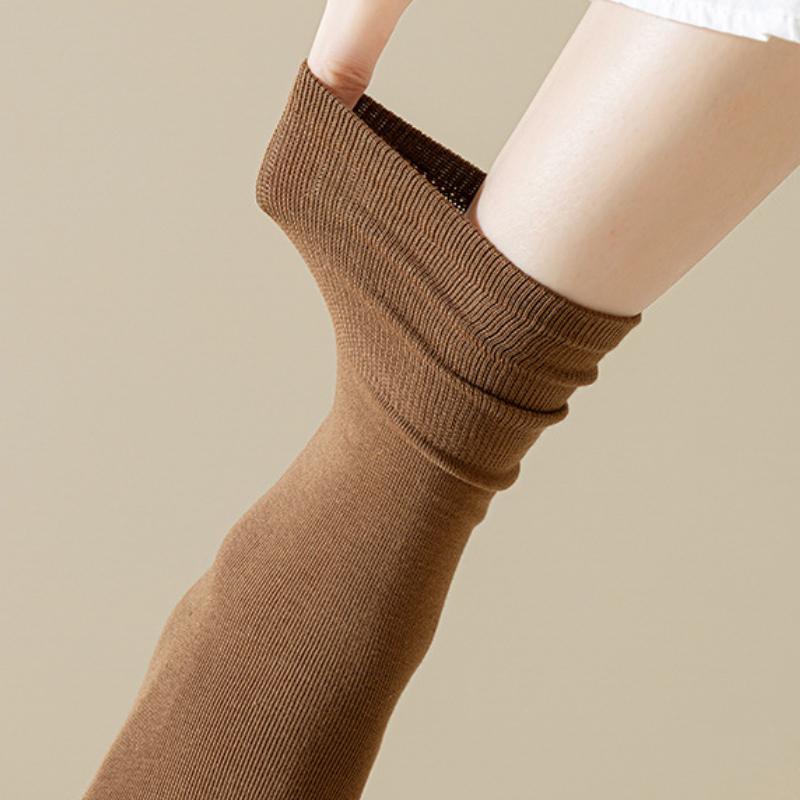 Șosete Dama Medii Culoare Solidă Șosete Piloase Respirabile și Confortabile Șosete din Bumbac
