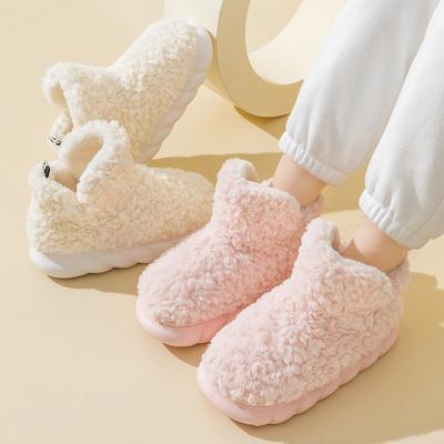Feet Feeling Thick Soled Snow Boots for Women's Winter Home Use Warm and Plush Thick and Non Slip Cotton Shoes for Women's External Wear