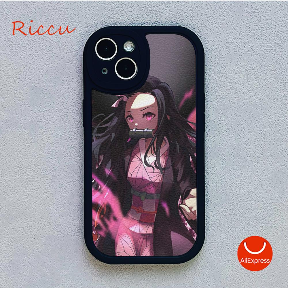 Anime Demon Slayer Kamado Nezuko Pouzdro na telefon pro Iphone 14 13 11 12 Pro MAX 12 MiNi 7 8 plus XS XR Jehněčí kůže Ochranné kryty