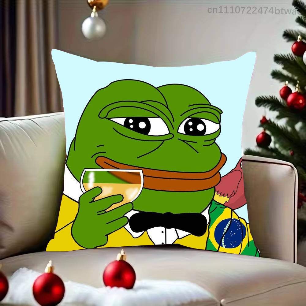 Meme Cute Frog Pepe Pillow Case Cover Square Sofa With For Pattern Comfortable Cushion Suitable Of Room