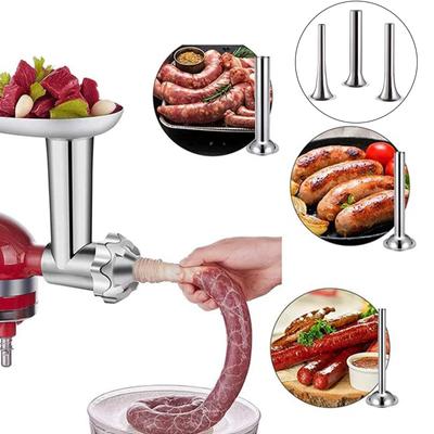 1 pz. Accessori per clistere per tritacarne, imbuto per salsicce, tubo per clistere ad arco allungato in acciaio inossidabile, grande, medio e piccolo
