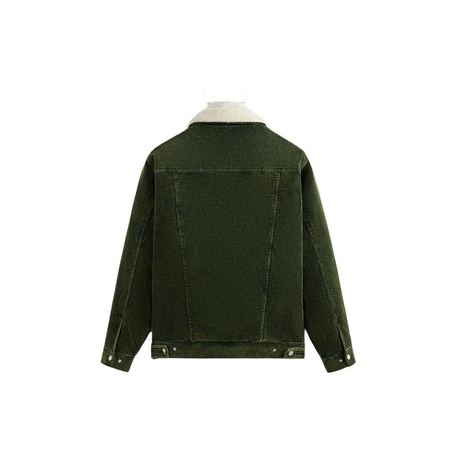 KITH Color Block Pocket Spliced Collar Fleece Warm Jacket Men jackets Green KHM010480
