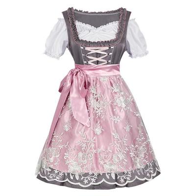 Plus Size European & American Pink Oktoberfest Beer Dress for Stage & Cosplay