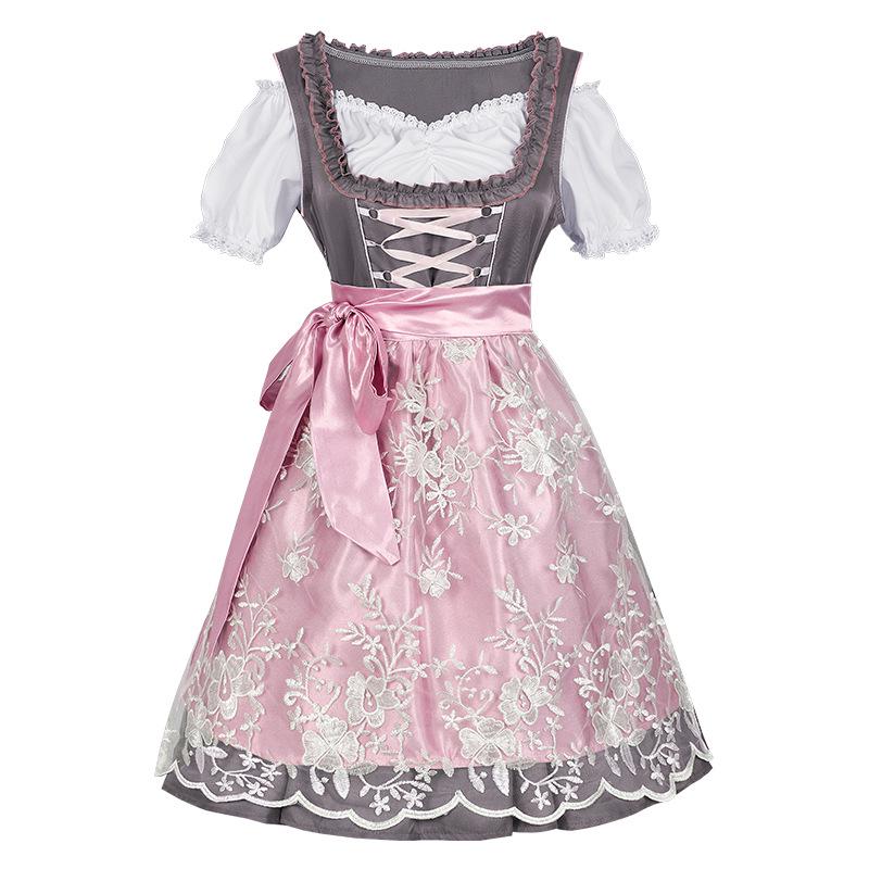 Plus Size European & American Pink Oktoberfest Beer Dress for Stage & Cosplay