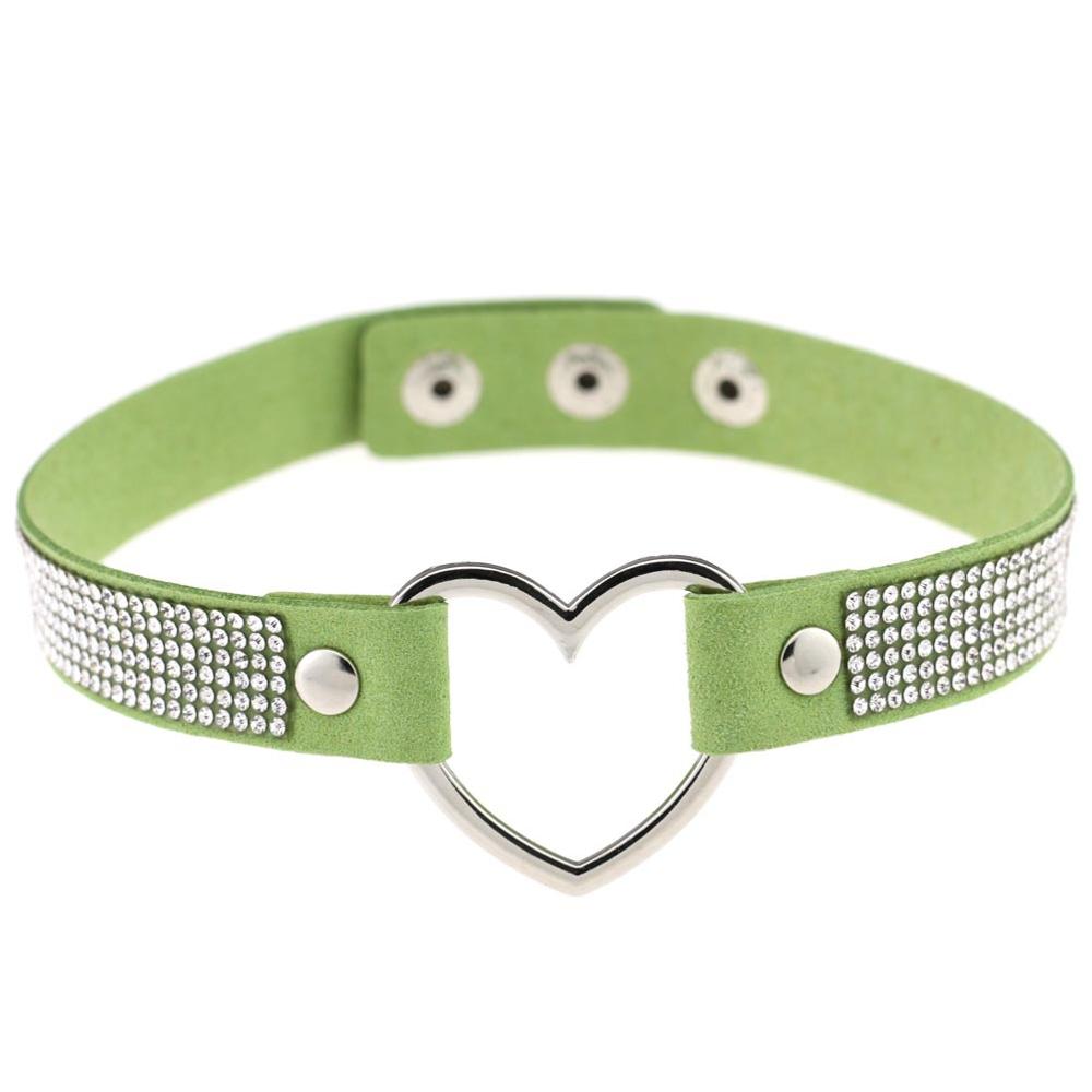 Black Leather Heart Rhinestone Choker Necklace Women Crystal Choker  Statement Chocker Collar Fashion Jewellery