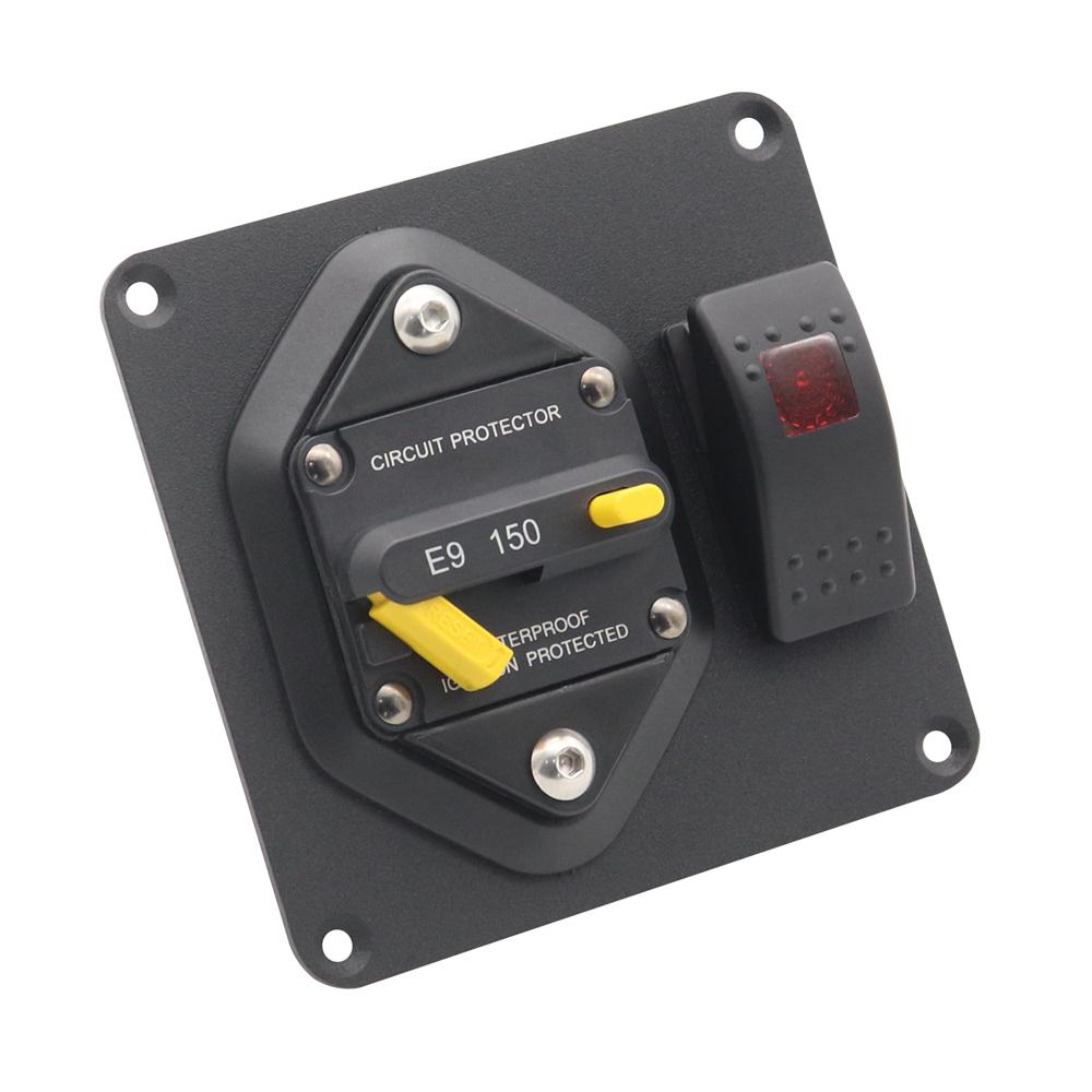 2-in-1 150A Circuit Breaker Panel + Red LED Switch ON OFF For RV Boat Car Truck