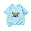 Bawełniany T-shirt dla dzieci Uroczy nadruk z wyłaniającym się koalą Okrągły dekolt Krótki rękaw Koszulka Casual Oddychająca Chłopcy Dziewczynki Letnie Topy