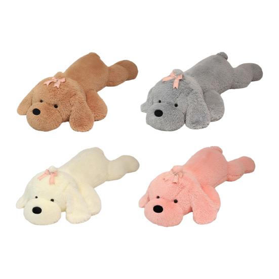 Jucărie de Pluș Câine Mare Drăguț Animal de Pluș Pernă cu Fundă 130/160cm Păpușă Câine Moale și Pufoasă pentru Copii Fete Pernă Mare Pufoasă pentru Sprijin la Pat