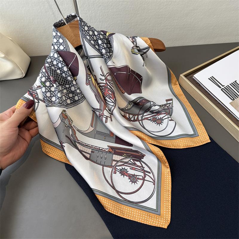 New ethnic- border printed imitation silk square scarf shawl neckerchief high-end neck-tie small square scarf silk