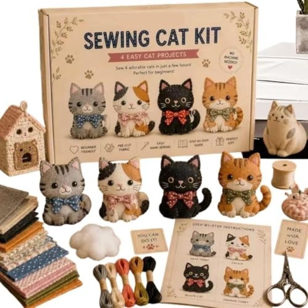 Cartoon Animals Handmade Sew Set Pre-cut Fabric Fabric Art Craft Set DIY Sewing Kit For Beginners