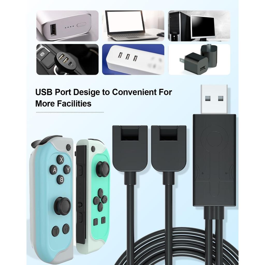 Tragbares Joy-con USB-Ladekabel Kurz für Nintendo Switch Controller mit LED-Anzeige Ersetzt Joy-con Ladestation, Reise-Ladekabel