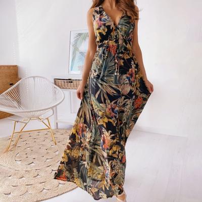 Women Dress V Neck Cool Printing Fashion Loose Fit Casual for Dating