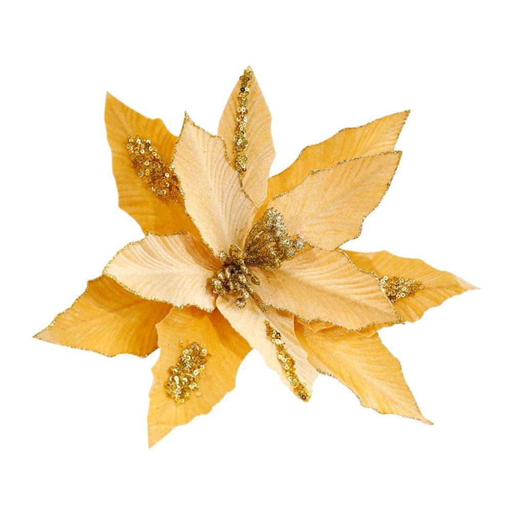Fabric Plastic Christmas Artificial Flowers DIY Decoration Ornaments Xmas Tree Decorations 26cm Fake Flower New Year