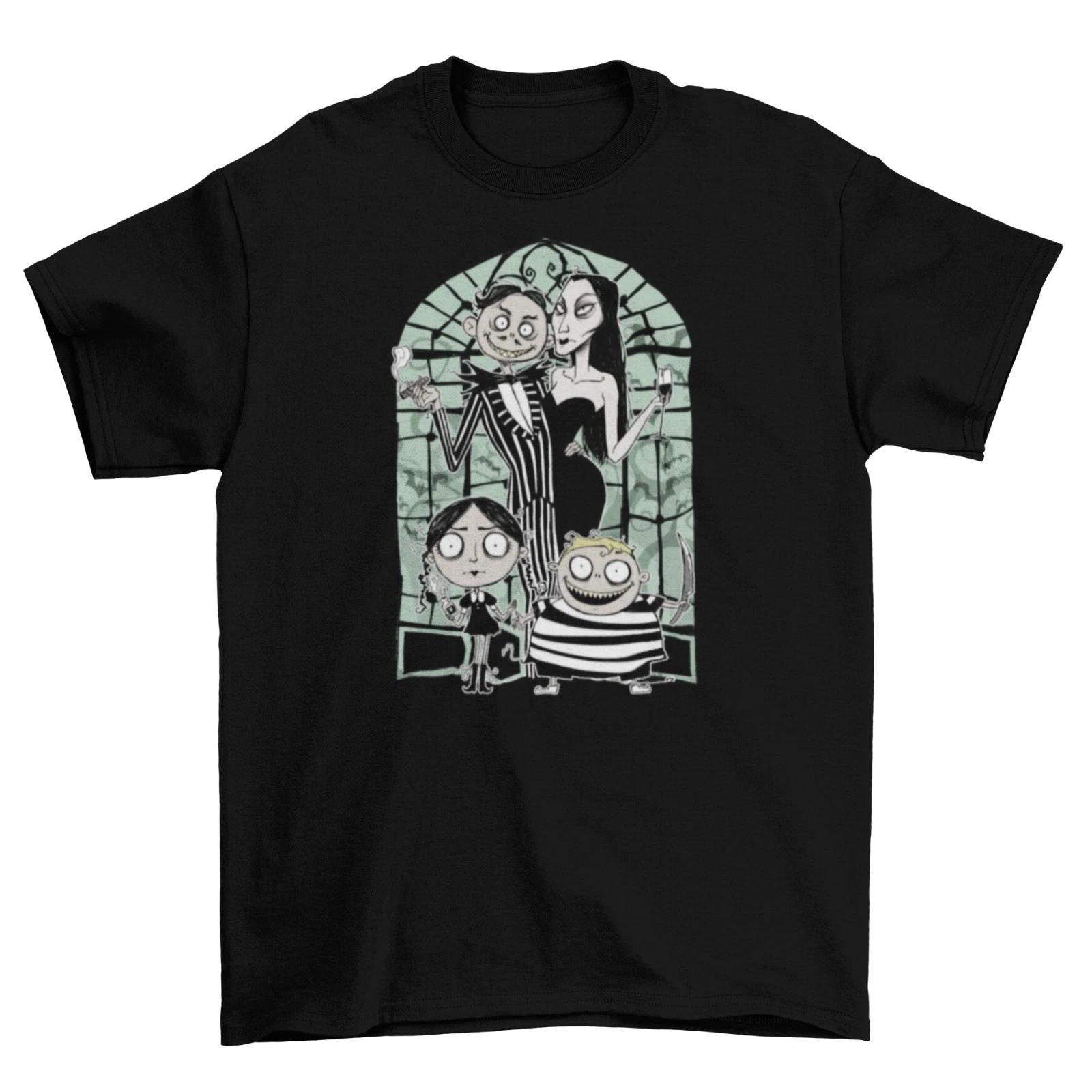 Addams Family T-Shirt Unisex Funny TV Cotton Halloween Addams Gomez Morticia New XXL