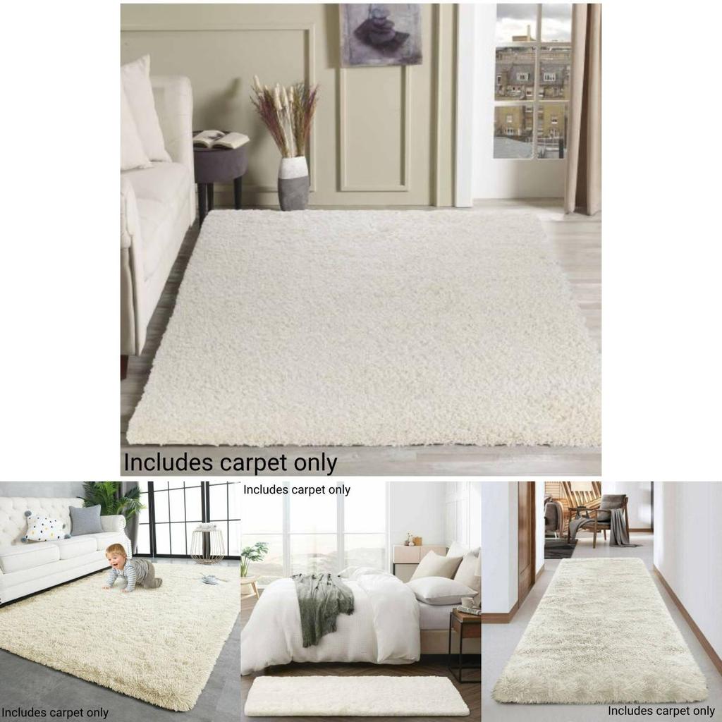 Nordic Style Long Fur Carpet For Living Room And Bedroom Soft And Washable Pure White Color