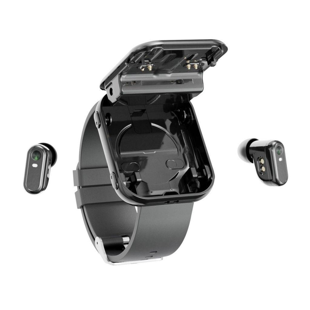 New T1 Smartwatch & TWS Earbuds: 2-in-1 Bluetooth Call, Music, Pedometer, Sports Watch - Black