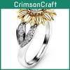 Exquisite Gold Plated Sunflower Ring With Colored Zircon For Women Elegant Jewelry