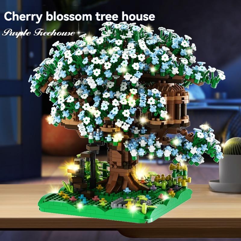 Non-Toxic Micro Sakura Tree Building Blocks Set Diy Cherry Blossom Bricks With Light Treehouse Model Ornament Romantic Gift For Childrenfriend