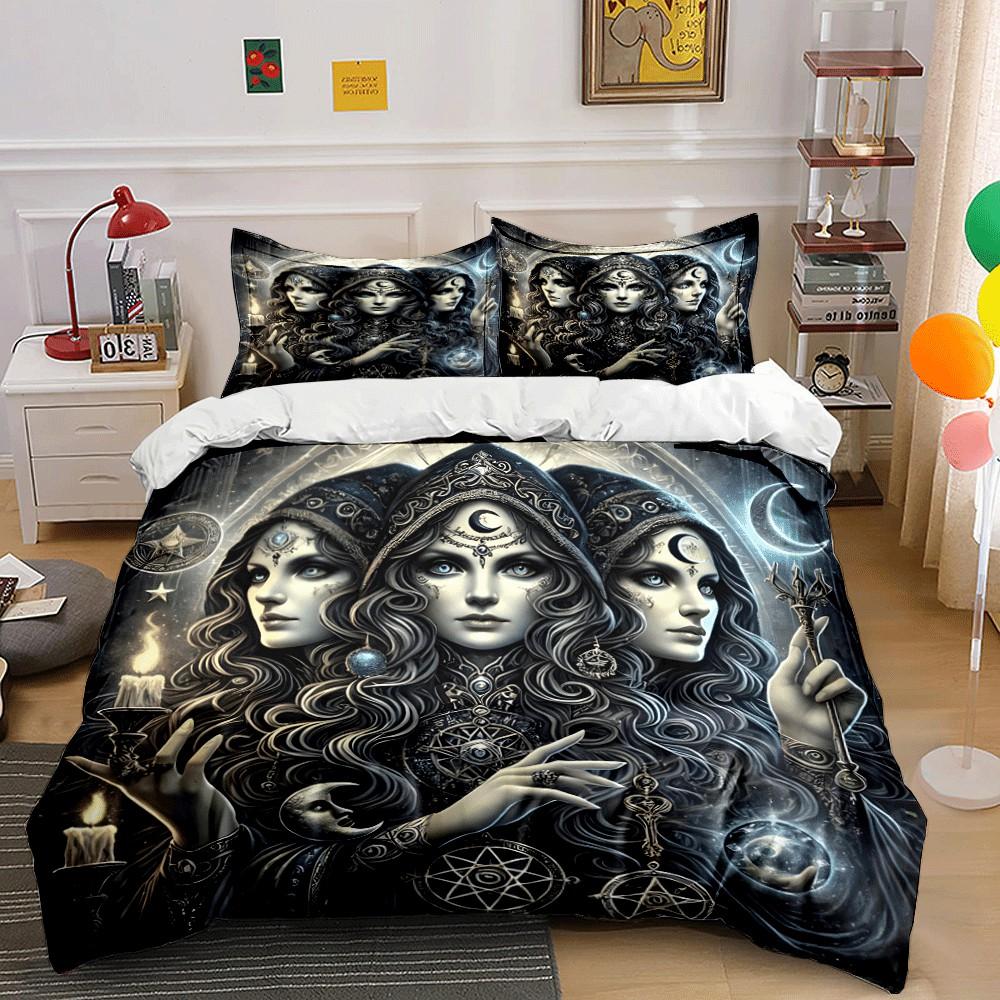 Occult-Inspired Mystical Decor Set Suitable For Spiritual Spaces Or Themed Rooms. Exquisite Three-Piece Bedding Set Gift