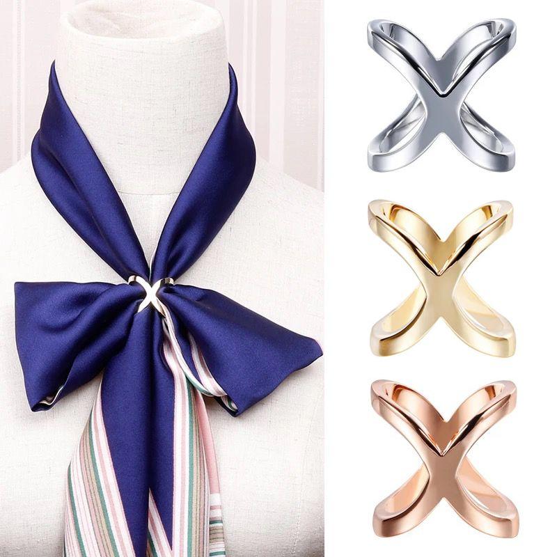 

Scarf Buckle Ring All-Match Dual-Use Elegance Minimalist Three Ring Scarf Buckle Women s Accessories Square Scarf Shawl Clothes Corner Knot Buckle X-type (3 Pack)