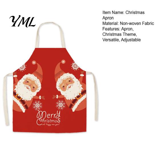 Festive Snowman Cooking Accessory Christmas Apron, Santa Claus/Elk/Gingerbread Man/Snowman Print Bib, Waterproof Non-woven Fabric Party Decoration