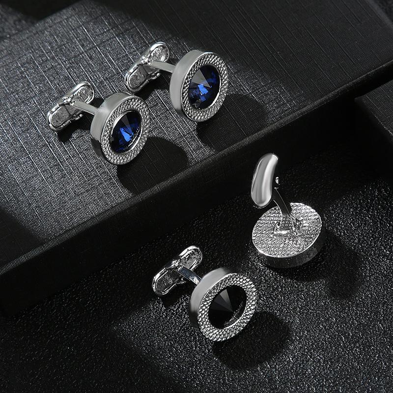 Luxury Business Style Cufflinks Personalized Round Cubic Zircon Formal Shirt Cuff Button  for Mens Wedding Accessories Zircon